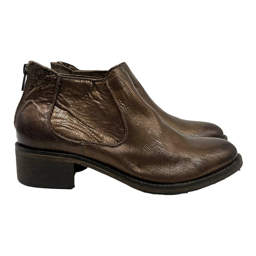 Modern Vintage Lucille Bronze Metallic Leather Burnished Ankle Boots Womens 39.5